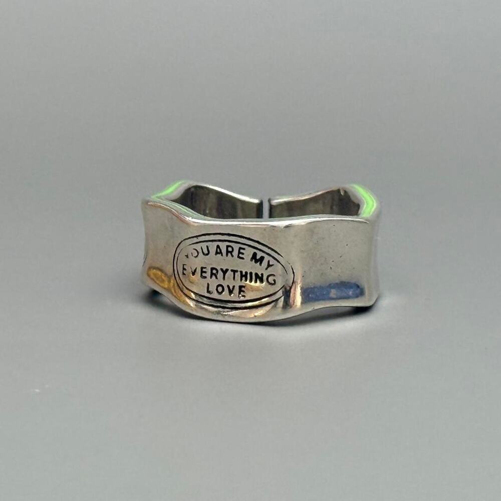 925 Sterling Silver Adjustable Ring – Size 8 Open Band, Minimalist Design